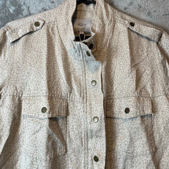 RAILS Collins‎ White Mini Cheetah Jacket Size Large Tencel Linen Cream New - Picture 3 of 9